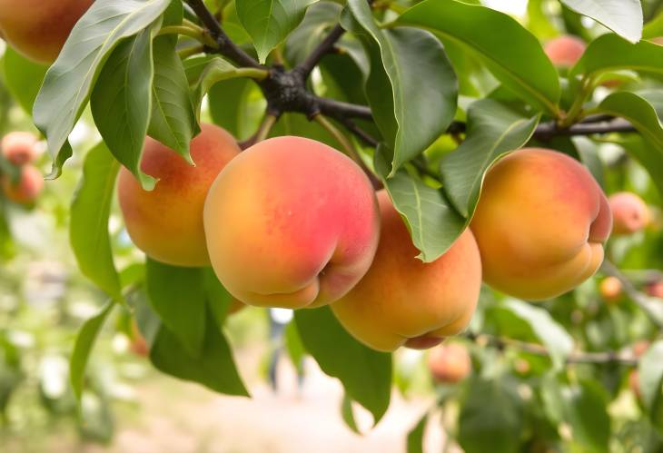 Peach Orchard Bliss Ripe Fruits on the Branch